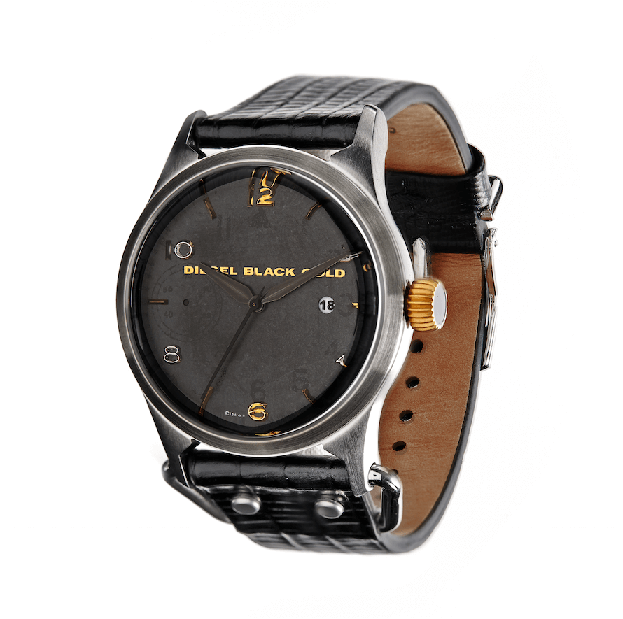 diesel black and gold watch