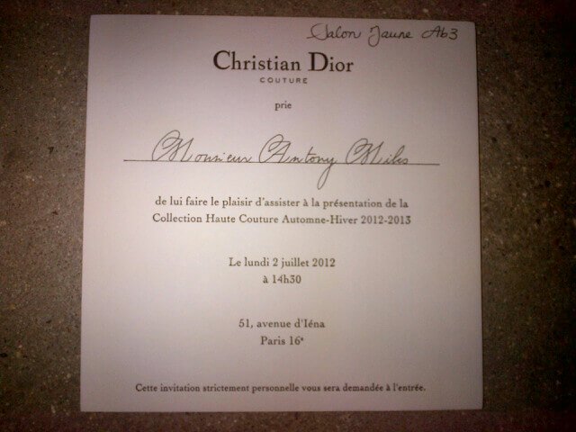 dior invitation